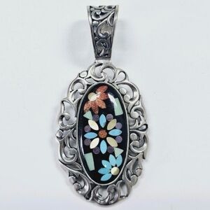 Carolyn Pollack Sterling Silver Inlay Gemstone Pendant